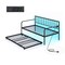 Black Metal Daybed with Pop-up Trundle, LED Lighting, Charging Station and USB Ports